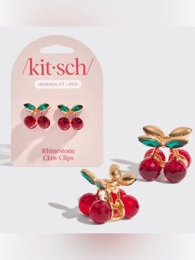Kitsch Cherry Rhinestone Hair Claw Clips 🍒 - NWT